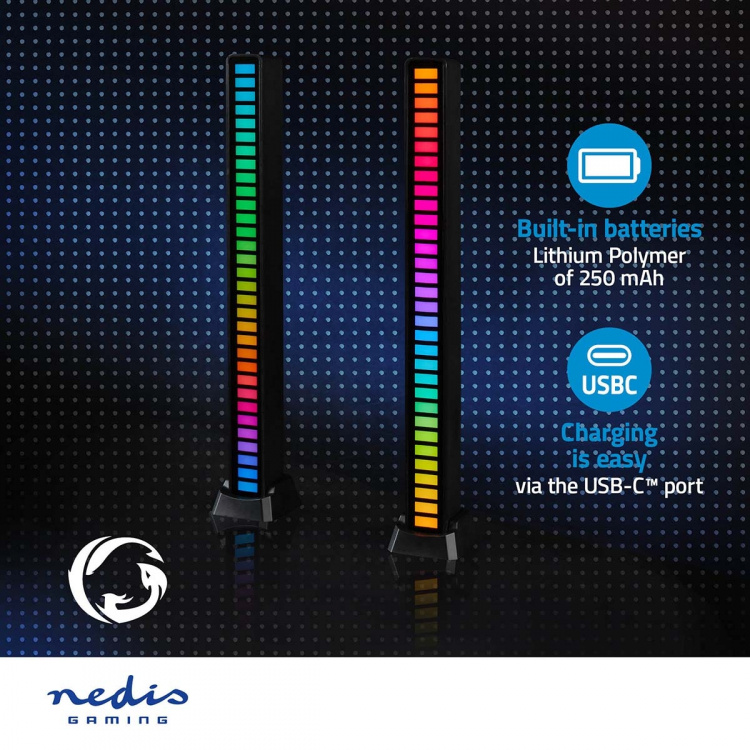 Nedis Gaming Light | RGB | Battery Powered | Used for: Desktop / Notebook | Black