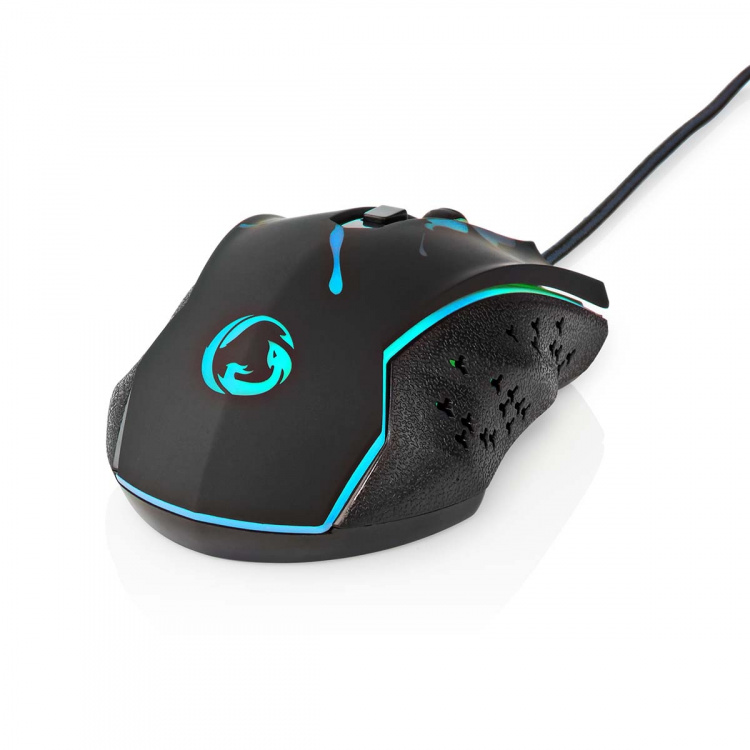Nedis Gaming Mouse | Wired | 1200 / 1800 / 2400 / 3600 dpi | Adjustable DPI | Number of buttons: 6 | Programmable buttons | Right-Handed | 1.50 m | LED