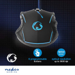 Nedis Gaming Mouse | Wired | 1200 / 1800 / 2400 / 3600 dpi | Adjustable DPI | Number of buttons: 6 | Programmable buttons | Right-Handed | 1.50 m | LED