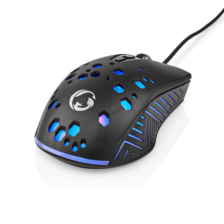 Nedis Gaming Mouse | Wired | 800 / 1200 / 2400 / 3200 / 4800 / 7200 dpi | Adjustable DPI | Number of buttons: 7 | Programmable buttons | Right-Handed | 1.50 m | RGB