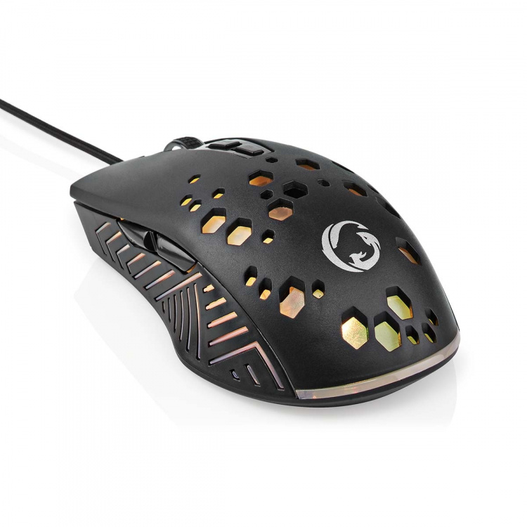 Nedis Gaming Mouse | Wired | 800 / 1200 / 2400 / 3200 / 4800 / 7200 dpi | Adjustable DPI | Number of buttons: 7 | Programmable buttons | Right-Handed | 1.50 m | RGB