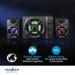 Nedis Gaming Speaker | Speaker channels: 2.1 | USB Powered | 3.5 mm Male | 33 W | LED | Volume control Nedis Gaming Speaker | Speaker channels: 2.1 | USB Powered | 3.5 mm Male | 33 W | LED | Volume control