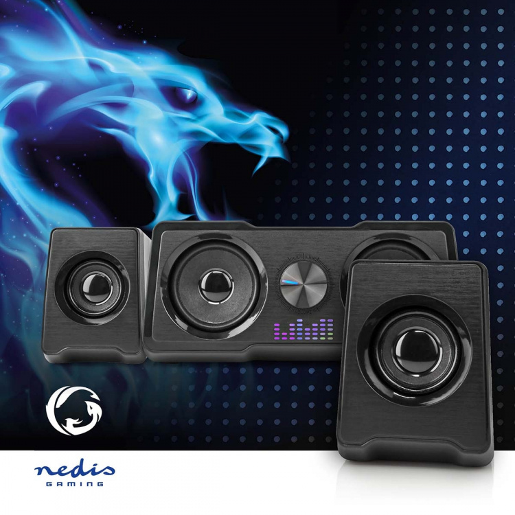 Nedis Gaming Speaker | Speaker channels: 2.2 | USB Powered | 3.5 mm Male | 48 W | LED | Volume control Nedis Gaming Speaker | Speaker channels: 2.2 | USB Powered | 3.5 mm Male | 48 W | LED | Volume control