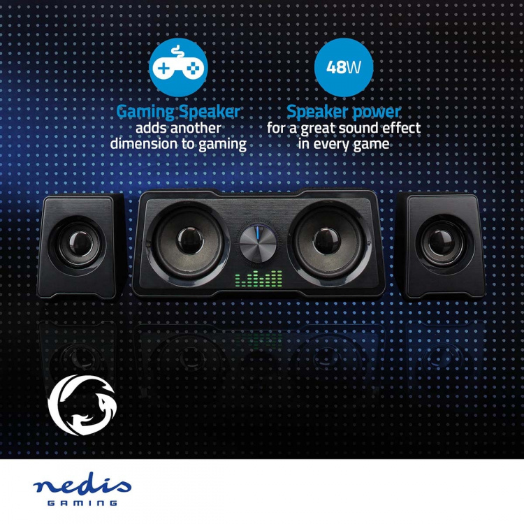 Nedis Gaming Speaker | Speaker channels: 2.2 | USB Powered | 3.5 mm Male | 48 W | LED | Volume control Nedis Gaming Speaker | Speaker channels: 2.2 | USB Powered | 3.5 mm Male | 48 W | LED | Volume control