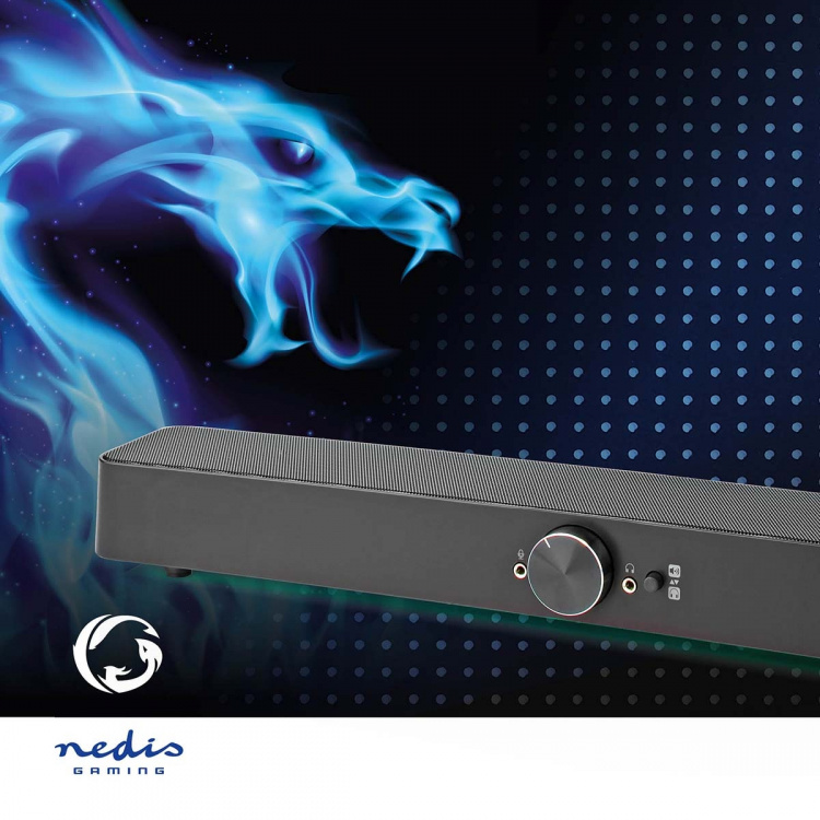 Nedis Gaming Speaker | Speaker channels: 2.0 | USB Powered | 3.5 mm Male | 30 W | LED | Volume control | Audio / video / data connections output: 1x 3.5 mm