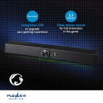 Nedis Gaming Speaker | Speaker channels: 2.0 | USB Powered | 3.5 mm Male | 30 W | LED | Volume control | Audio / video / data connections output: 1x 3.5 mm