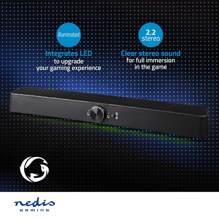 Nedis Gaming Speaker | Speaker channels: 2.0 | USB Powered | 3.5 mm Male | 30 W | LED | Volume control | Audio / video / data connections output: 1x 3.5 mm