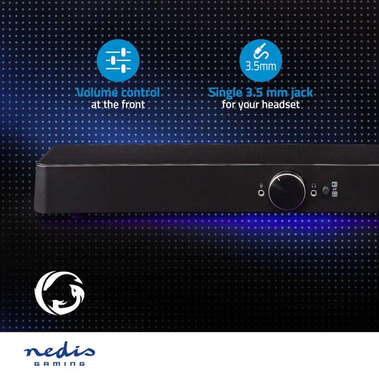 Nedis Gaming Speaker | Speaker channels: 2.0 | USB Powered | 3.5 mm Male | 30 W | LED | Volume control | Audio / video / data connections output: 1x 3.5 mm