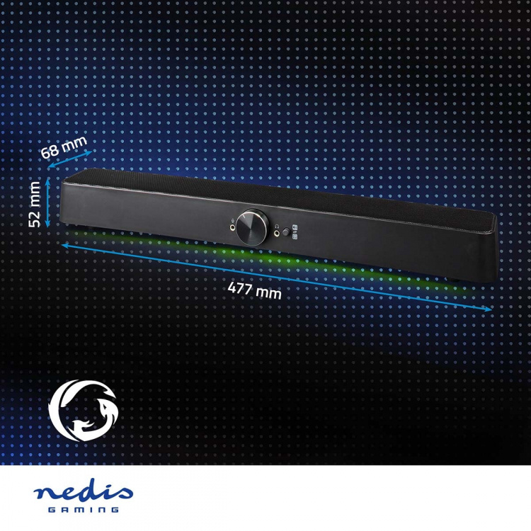 Nedis Gaming Speaker | Speaker channels: 2.0 | USB Powered | 3.5 mm Male | 30 W | LED | Volume control | Audio / video / data connections output: 1x 3.5 mm