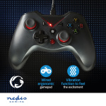 Nedis Gamepad | USB Type-A | USB Powered | PC | Number of buttons: 12 | Cable length: 1.60 m | Black