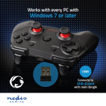 Nedis Gamepad | Wireless | Battery Powered | PC | Number of buttons: 11 | Cable length: 1.00 m | Black Nedis Gamepad | Wireless | Battery Powered | PC | Number of buttons: 11 | Cable length: 1.00 m | Black