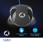 Nedis Gaming Mouse | Wired | 1200 / 2400 / 4800 / 7200 dpi | Adjustable DPI | Number of buttons: 6 | Programmable buttons | Right-Handed | 1.50 m | Without Lighting Nedis Gaming Mouse | Wired | 1200 / 2400 / 4800 / 7200 dpi | Adjustable DPI | Number of buttons: 6 | Programmable buttons | Right-Handed | 1.50 m | Without Lighting