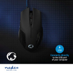 Nedis Gaming Mouse | Wired | 1200 / 2400 / 4800 / 7200 dpi | Adjustable DPI | Number of buttons: 6 | Programmable buttons | Right-Handed | 1.50 m | Without Lighting Nedis Gaming Mouse | Wired | 1200 / 2400 / 4800 / 7200 dpi | Adjustable DPI | Number of buttons: 6 | Programmable buttons | Right-Handed | 1.50 m | Without Lighting