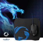 Nedis Gaming Mouse & Mouse Pad Set | Wired | 1200 / 2400 / 4800 / 7200 dpi | Adjustable DPI | Number of buttons: 6 | Right-Handed | 1.50 m | Without Lighting