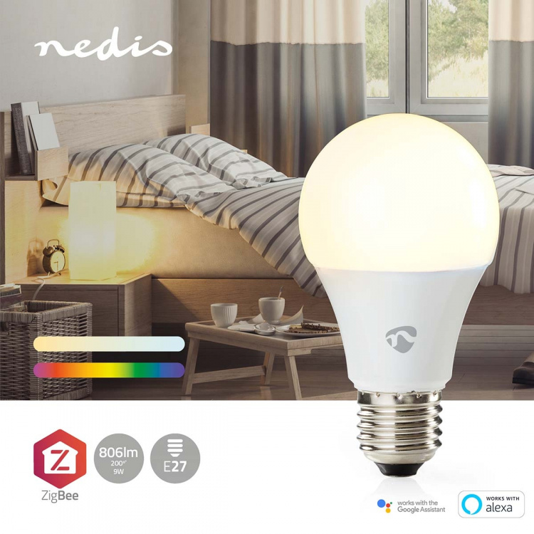 Nedis SmartLife Full Colour LED Bulb | E27 | 806 lm | 9 W | RGB / Warm to Cool White | 2200 - 6500 K | Android™ / IOS | Bulb | 1 pcs Nedis SmartLife Full Colour LED Bulb | E27 | 806 lm | 9 W | RGB / Warm to Cool White | 2200 - 6500 K | Android™ / IOS | Bulb | 1 pcs