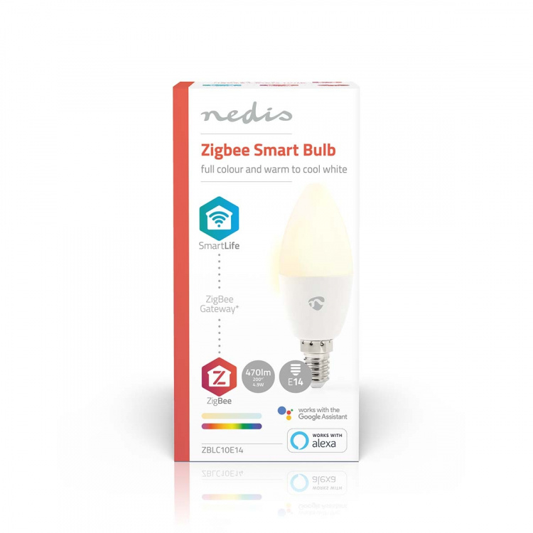 Nedis SmartLife Full Colour LED Bulb | E14 | 470 lm | 4.90 W | RGB / Warm to Cool White | 2200 - 6500 K | Android™ / IOS | Candle | 1 pcs Nedis SmartLife Full Colour LED Bulb | E14 | 470 lm | 4.90 W | RGB / Warm to Cool White | 2200 - 6500 K | Android™ / IOS | Candle | 1 pcs