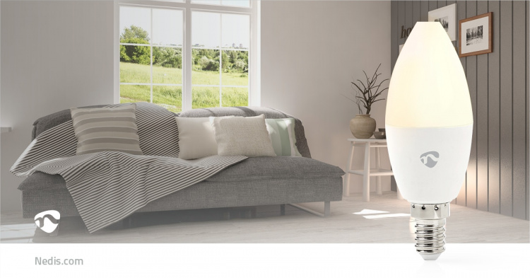 Nedis SmartLife Full Colour LED Bulb | E14 | 470 lm | 4.90 W | RGB / Warm to Cool White | 2200 - 6500 K | Android™ / IOS | Candle | 1 pcs Nedis SmartLife Full Colour LED Bulb | E14 | 470 lm | 4.90 W | RGB / Warm to Cool White | 2200 - 6500 K | Android™ / IOS | Candle | 1 pcs