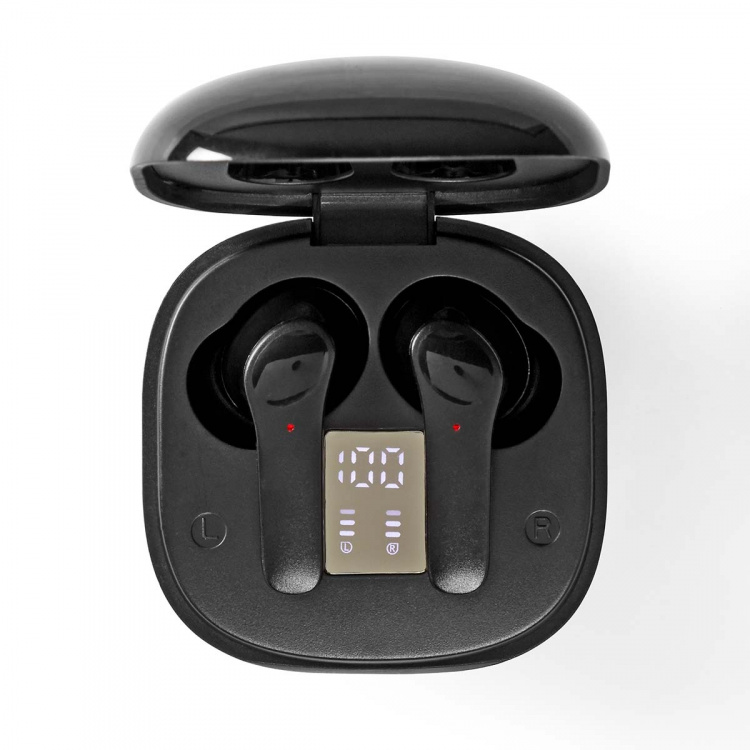 Nedis Fully Wireless Earphones | Bluetooth® | Battery play time: 5 hrs | Touch Control | Charging case | Built-in microphone | Voice control support | Noise canceling | Black Nedis Fully Wireless Earphones | Bluetooth® | Battery play time: 5 hrs | Touch Control | Charging case | Built-in microphone | Voice control support | Noise canceling | Black