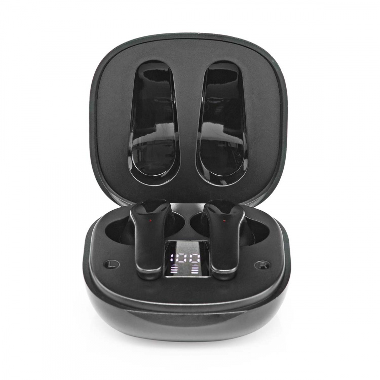 Nedis Fully Wireless Earphones | Bluetooth® | Battery play time: 5 hrs | Touch Control | Charging case | Built-in microphone | Voice control support | Noise canceling | Black Nedis Fully Wireless Earphones | Bluetooth® | Battery play time: 5 hrs | Touch Control | Charging case | Built-in microphone | Voice control support | Noise canceling | Black