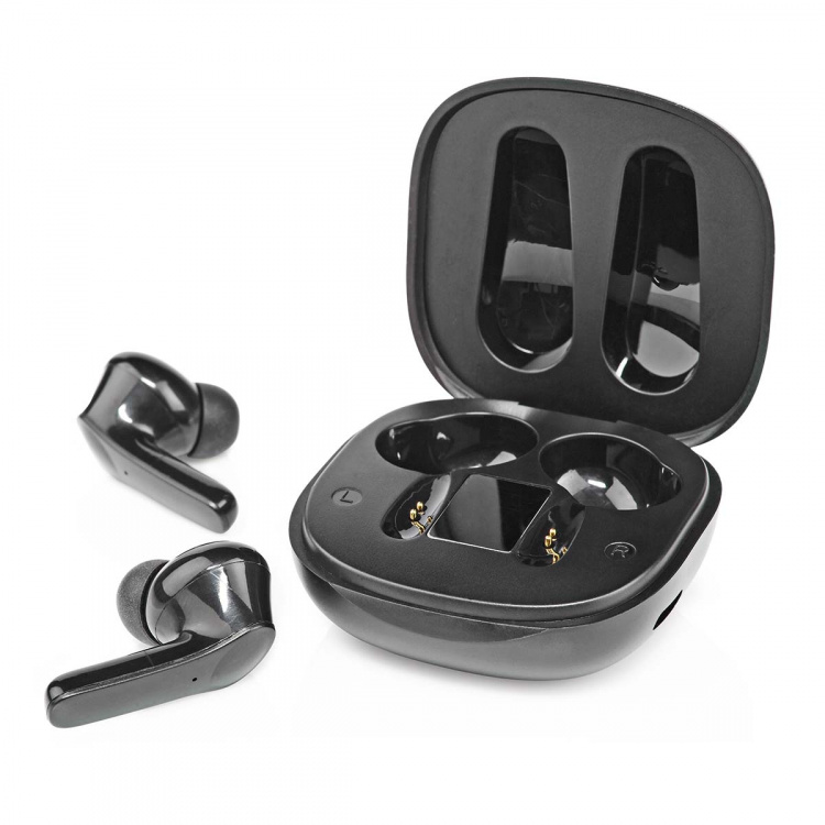Nedis Fully Wireless Earphones | Bluetooth® | Battery play time: 5 hrs | Touch Control | Charging case | Built-in microphone | Voice control support | Noise canceling | Black Nedis Fully Wireless Earphones | Bluetooth® | Battery play time: 5 hrs | Touch Control | Charging case | Built-in microphone | Voice control support | Noise canceling | Black