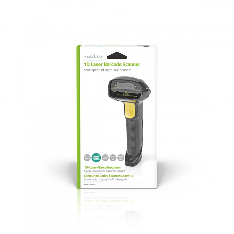 Nedis Barcode Scanner | Laser | Wired | 1D Linear | USB Powered | USB 2.0