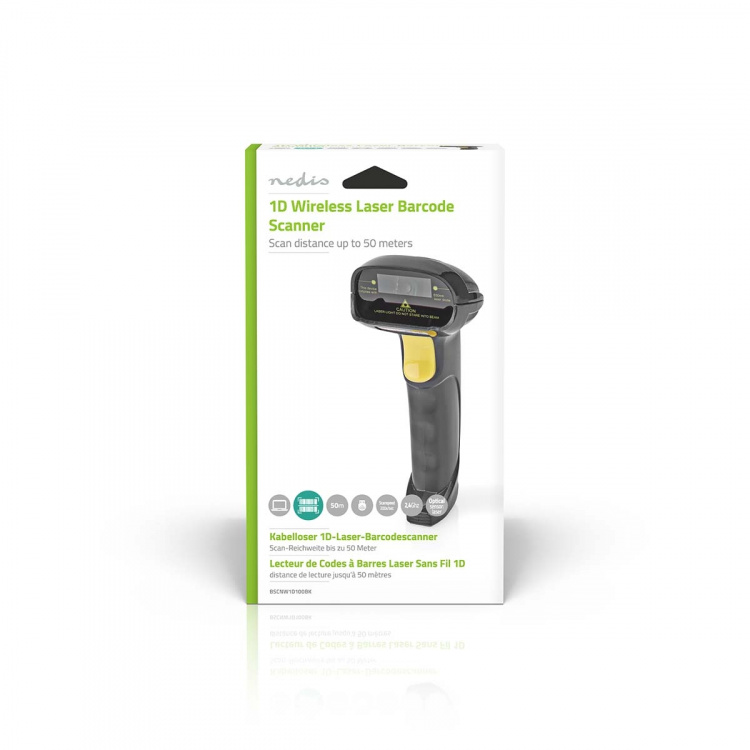 Nedis Barcode Scanner | Laser | Wireless | 1D Linear | Battery Powered / USB Powered | USB Dongle