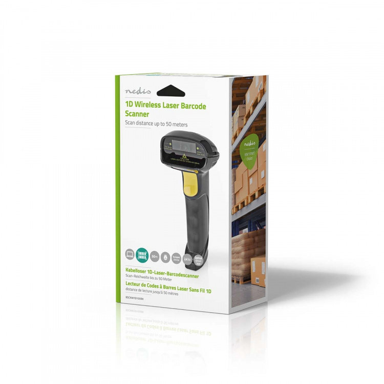 Nedis Barcode Scanner | Laser | Wireless | 1D Linear | Battery Powered / USB Powered | USB Dongle