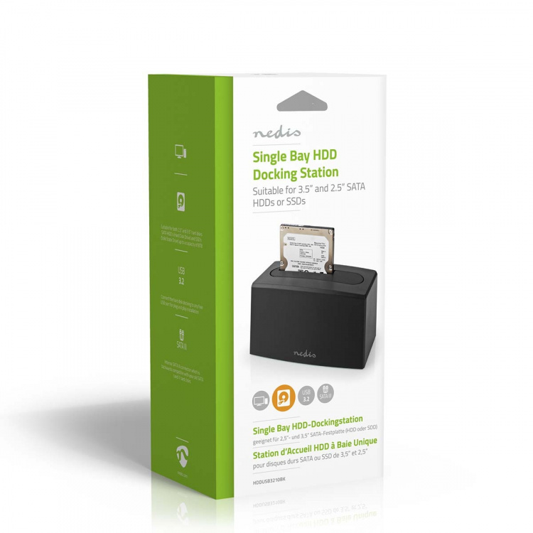 Nedis Hard Disk Docking station | USB 3.2 Gen1 | USB Type-A | 1 Disk | 2.5 / 3.5 