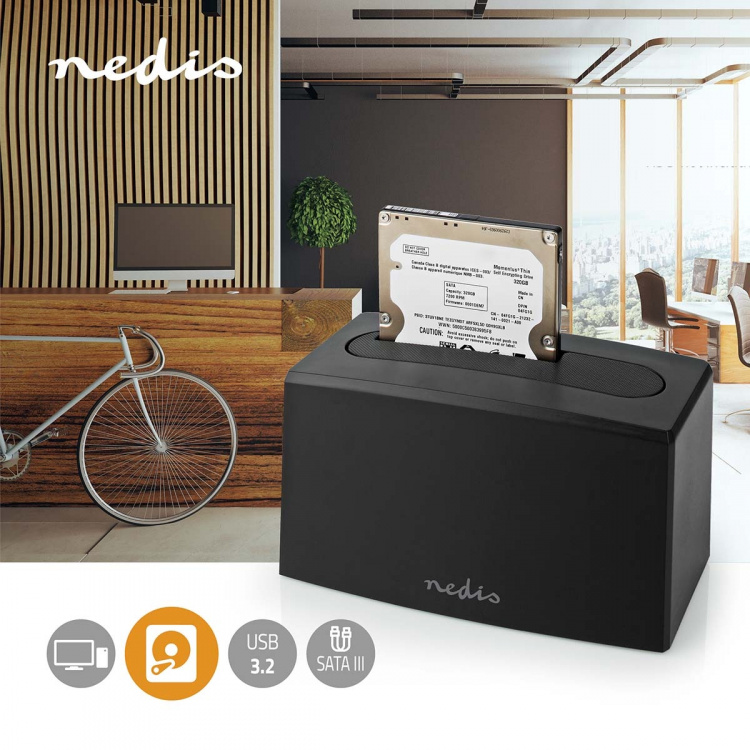 Nedis Hard Disk Docking station | USB 3.2 Gen1 | USB Type-A | 1 Disk | 2.5 / 3.5 