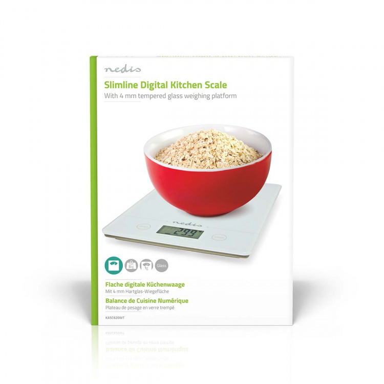 Nedis Kitchen Scales | Digital | Glass / Plastic | CR 2032 Battery | White