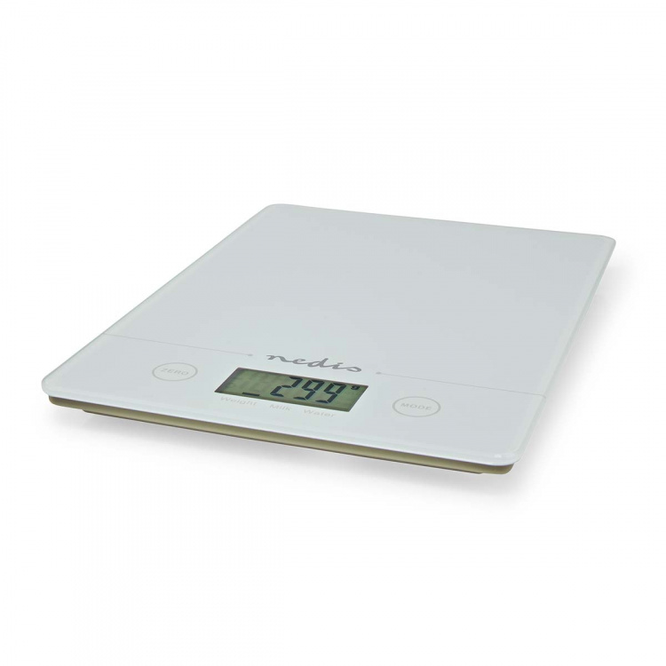 Nedis Kitchen Scales | Digital | Glass / Plastic | CR 2032 Battery | White