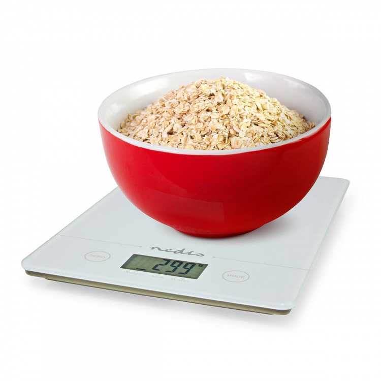 Nedis Kitchen Scales | Digital | Glass / Plastic | CR 2032 Battery | White
