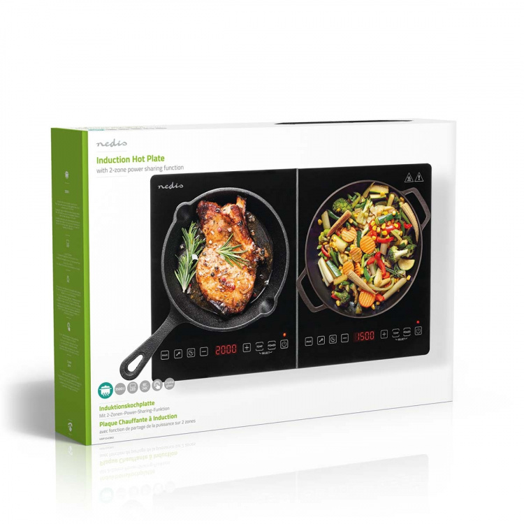 Nedis Induction Cooker | Cooking zones: 2 | 3500 W | Overheating protection | Black | Timer | Turbo action | Child lock