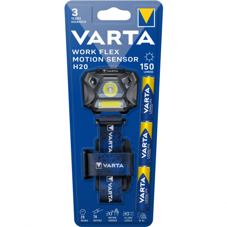 Varta Work Flex Motion Sensor H20 Pannlampa IP54 150 lm Varta Work Flex Motion Sensor H20 Pannlampa IP54 150 lm
