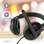Nedis PC Headset | Over-Ear | Stereo | USB Type-A / USB Type-C™ | Fold-Away Microphone | Black