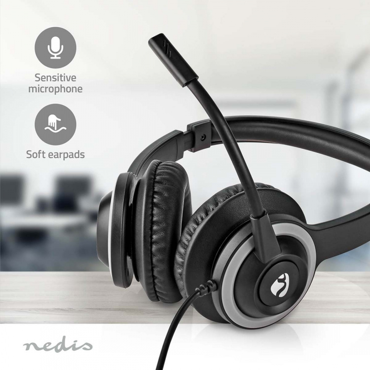 Nedis PC Headset | On-Ear | Stereo | USB Type-A / USB Type-C™ | Fold-Away Microphone | Black Nedis PC Headset | On-Ear | Stereo | USB Type-A / USB Type-C™ | Fold-Away Microphone | Black