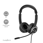 Nedis PC Headset | On-Ear | Stereo | USB Type-A / USB Type-C™ | Fold-Away Microphone | Black Nedis PC Headset | On-Ear | Stereo | USB Type-A / USB Type-C™ | Fold-Away Microphone | Black