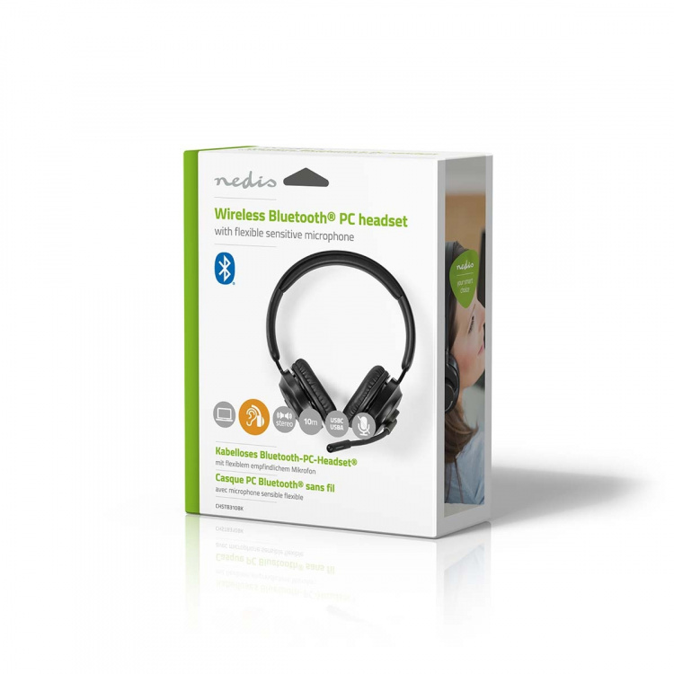 Nedis PC Headset | On-Ear | Stereo | Bluetooth | Fold-Away Microphone | Black Nedis PC Headset | On-Ear | Stereo | Bluetooth | Fold-Away Microphone | Black