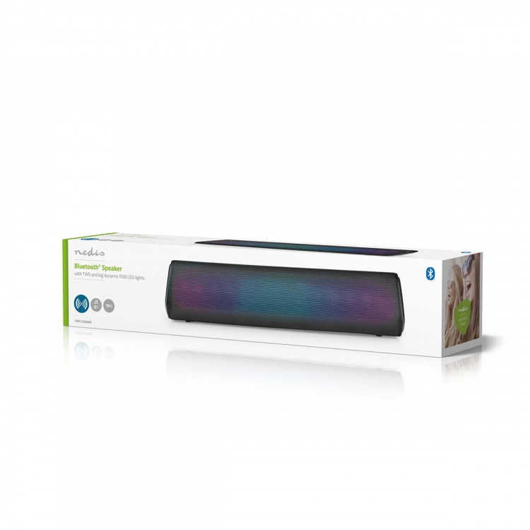 Nedis Bluetooth® Speaker | Battery play time: 6 hrs | Table Design | 18 W | Stereo | Built-in microphone | Linkable | Black