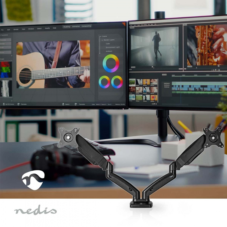 Nedis Desk Monitor Mount | Gas Spring | 2 Screens | 15 - 32  Nedis Desk Monitor Mount | Gas Spring | 2 Screens | 15 - 32