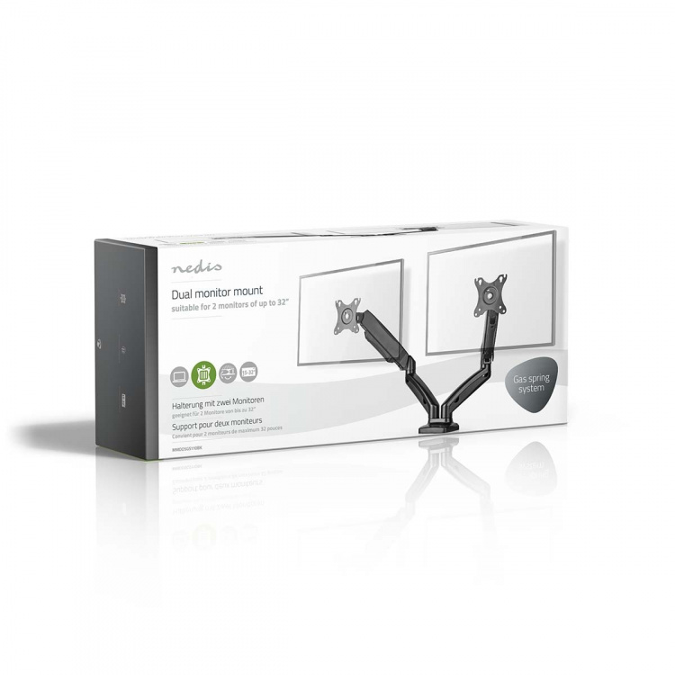 Nedis Desk Monitor Mount | Gas Spring | 2 Screens | 15 - 32  Nedis Desk Monitor Mount | Gas Spring | 2 Screens | 15 - 32