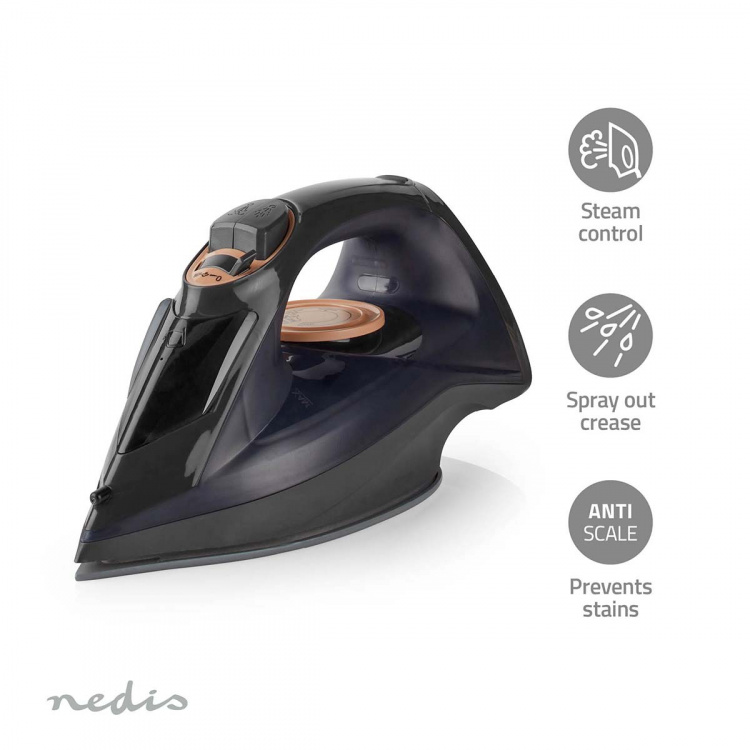 Nedis Steam Iron | 2200 W | 25 g/m | Steam shot | Ceramic | 0.26 l