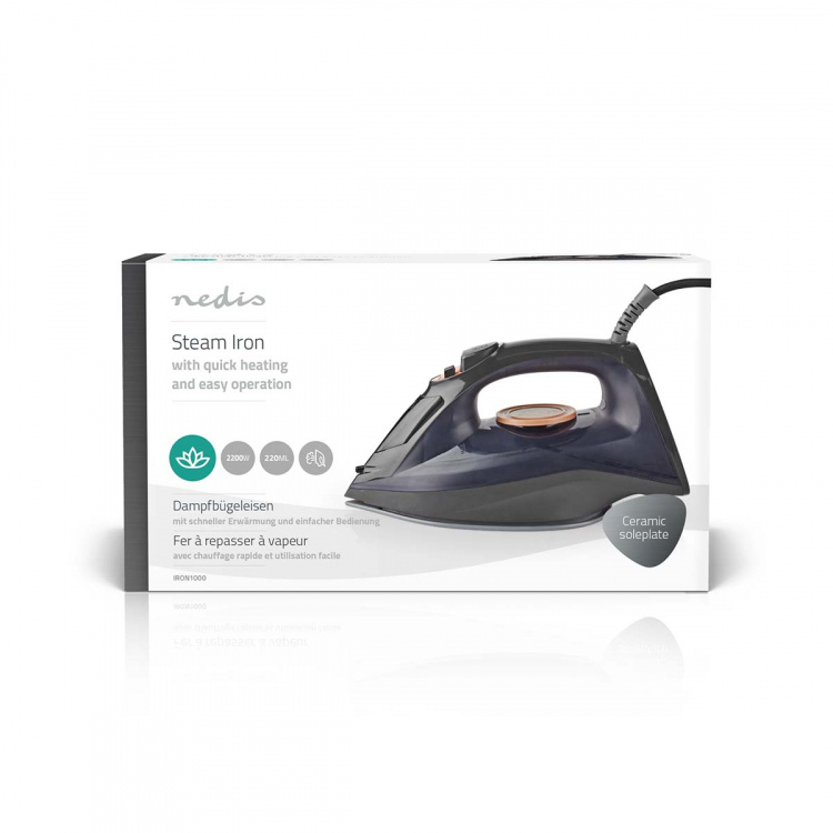 Nedis Steam Iron | 2200 W | 25 g/m | Steam shot | Ceramic | 0.26 l