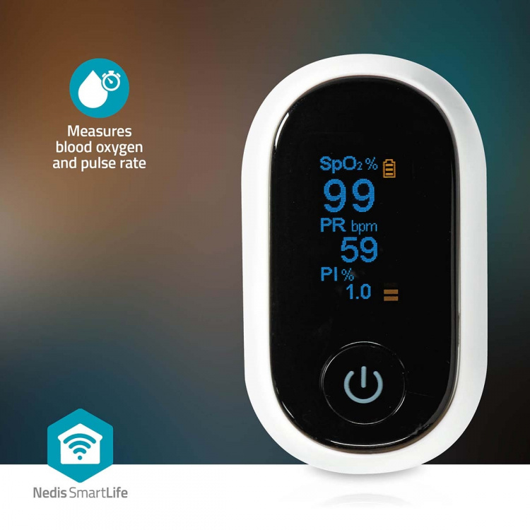 Nedis Pulse Oximeter | Bluetooth | OLED Display | White Nedis Pulse Oximeter | Bluetooth | OLED Display | White