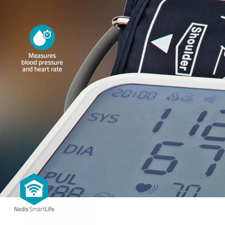 Nedis Blood Pressure Monitor | Arm | Bluetooth | LCD Display | 22 - 42 cm | Memory slots: 2x 99 | White