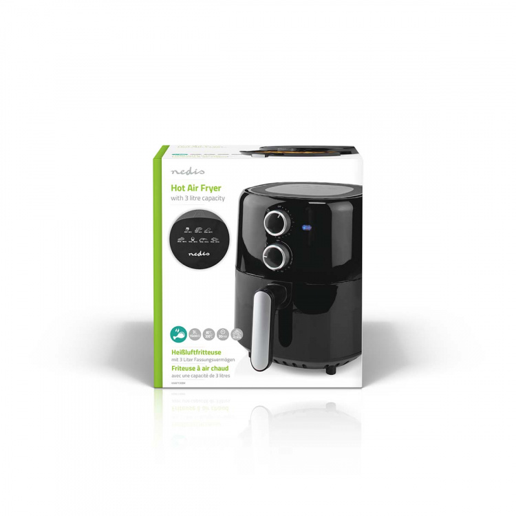 Nedis Hot Air Fryer | 3 l | Timer: 30 min | Analog | Black