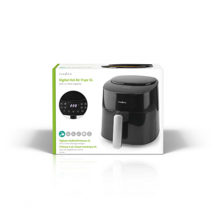 Nedis Hot Air Fryer | 4,2 l | Timer: 240 min | Number of preset programs: 8 | Digital | Black