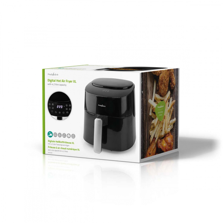 Nedis Hot Air Fryer | 4,2 l | Timer: 240 min | Number of preset programs: 8 | Digital | Black
