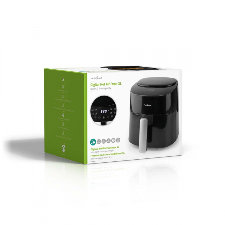 Nedis Hot Air Fryer | 4,2 l | Timer: 240 min | Number of preset programs: 8 | Digital | Black