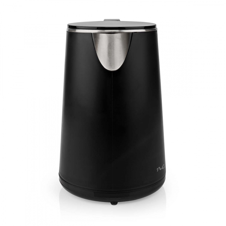 Nedis Electric Kettle | 1.0 l | Plastic | Black | Rotatable 360 degrees | Concealed heating element | Strix® controller | Boil-dry protection